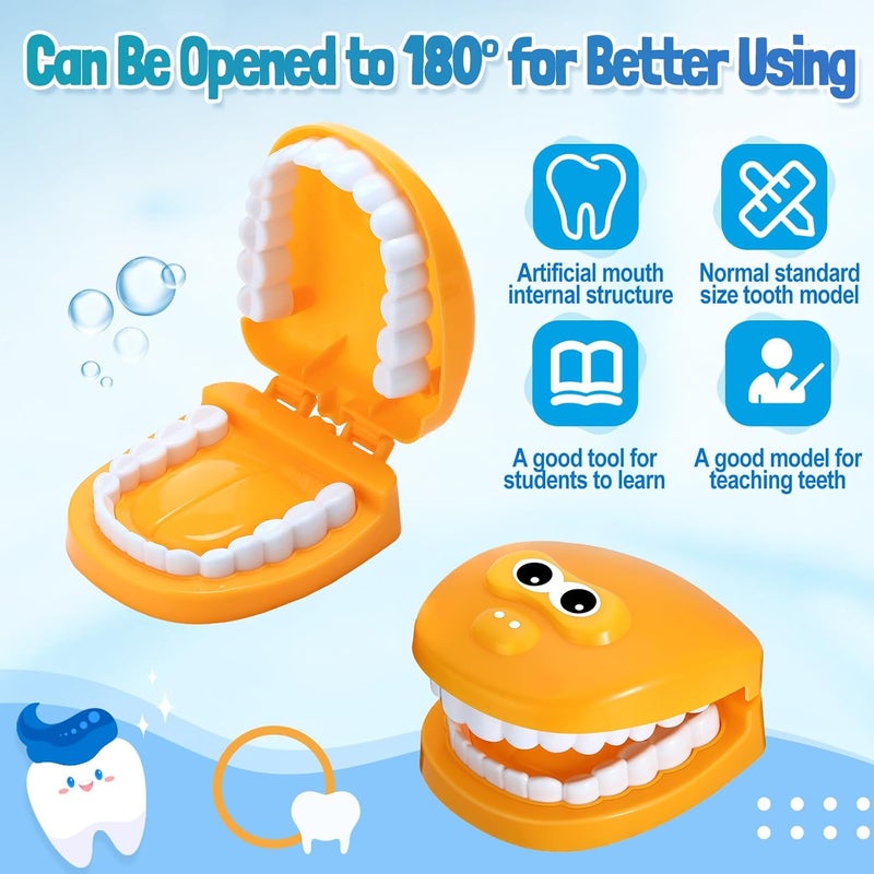 Skylety مجموعة ألعاب طبيب الأسنان 2 مجموعة نموذج أسنان مع فرشاة أسنان بطاقات تعليمية حجم قياسي نموذج تقويم الأسنان المزيف (أسلوب لطيف) - Image 5